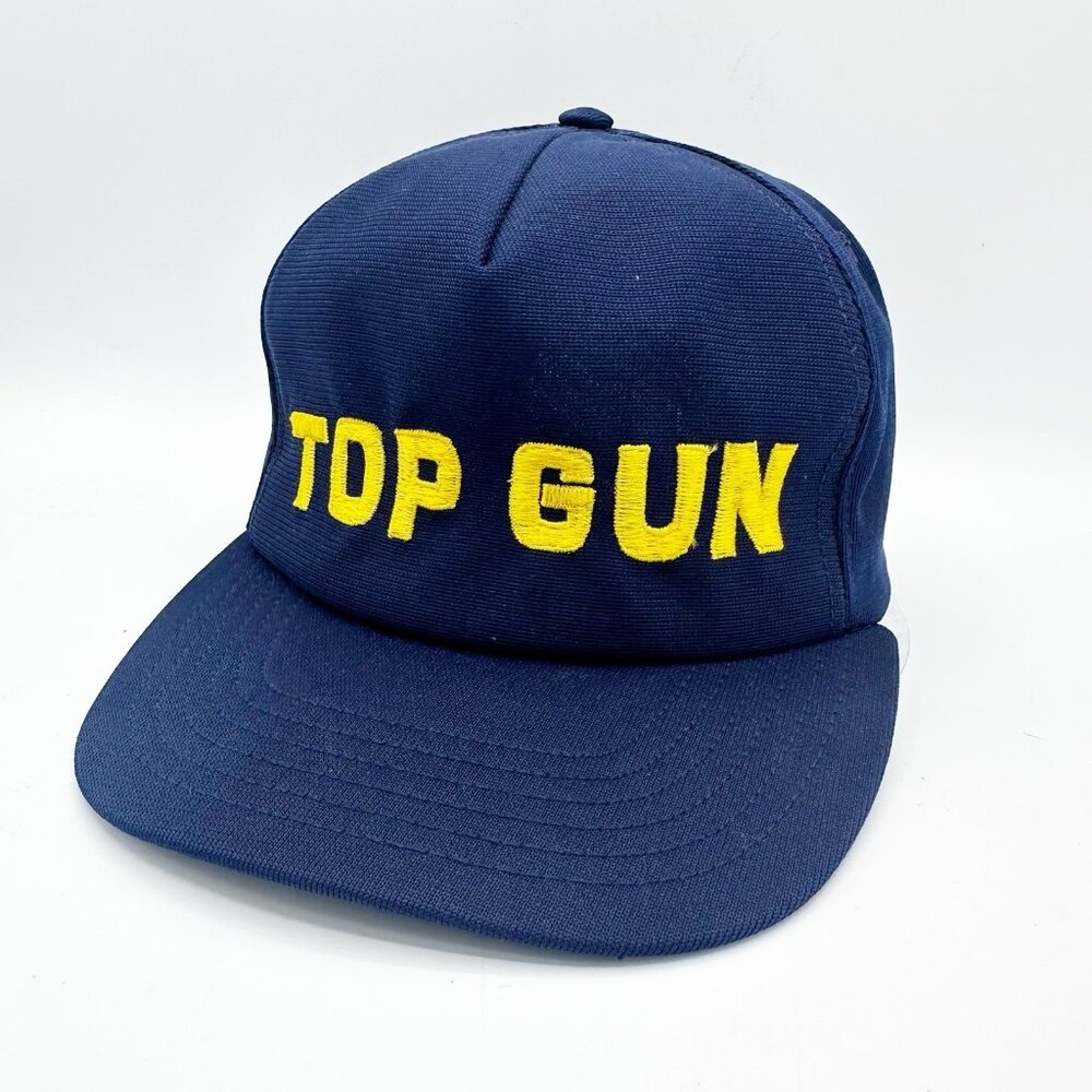 Vintage Top Gun Snapback Trucker Hat Blue One Size Adjustable Embroidered USA